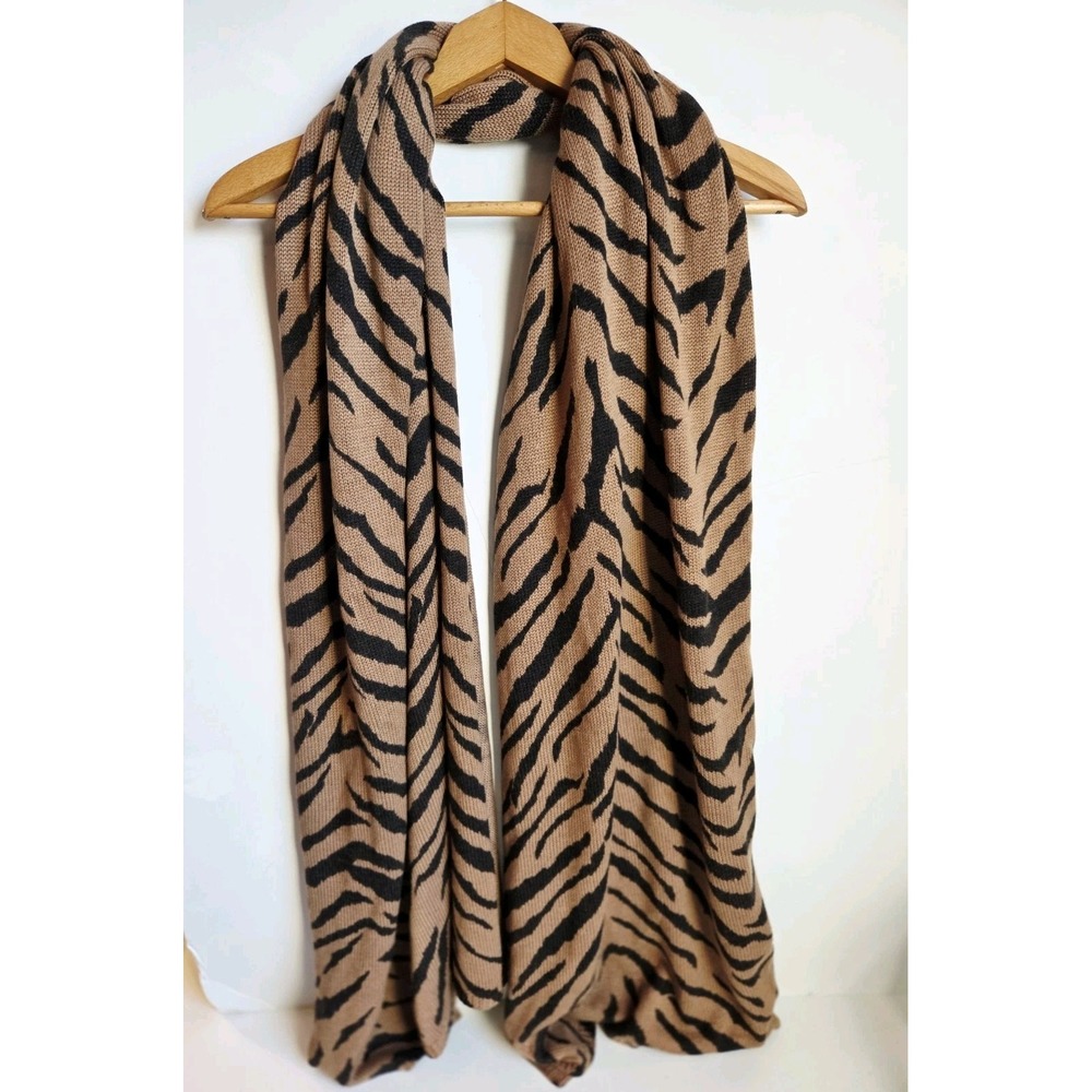 White House Black Market Tan Animal Tiger‎ Print Cashmere Blend Scarf Wrap